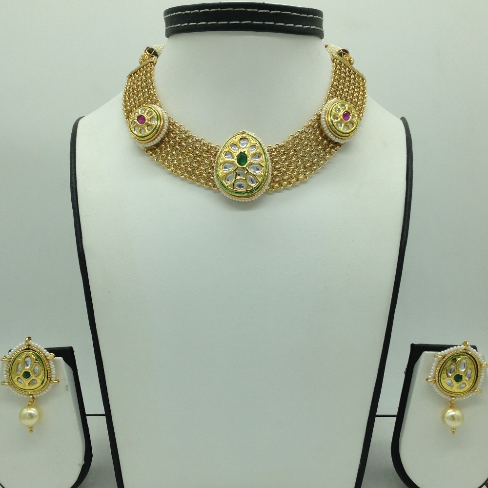 Multicolour Kundan Jali Necklace Set JNC0122