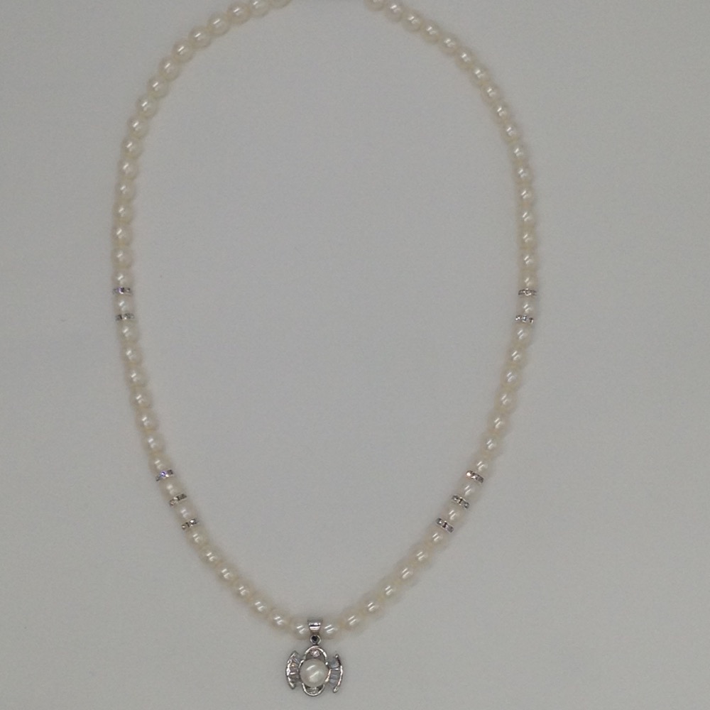 White cz and pearls pendent set with oval pearls mala jps0037