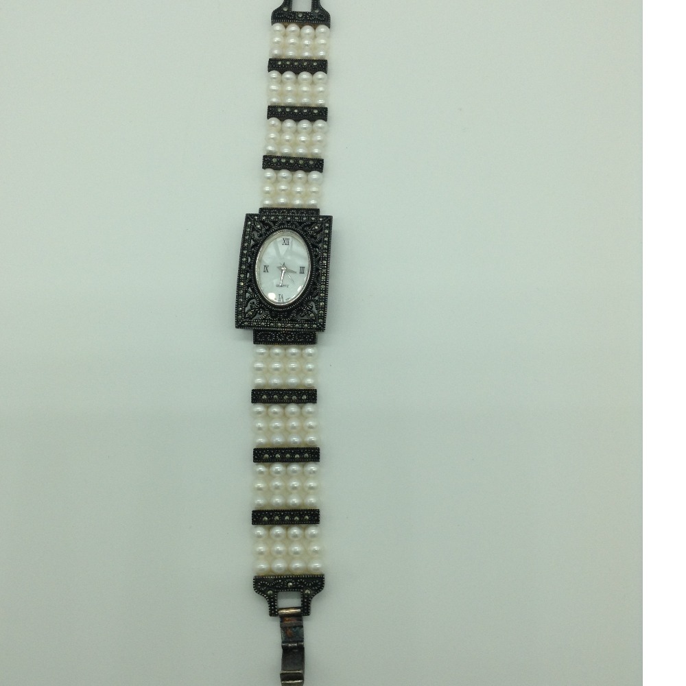 Freshwater White Round Pearls 4 Layers Antique Watch JBG0243