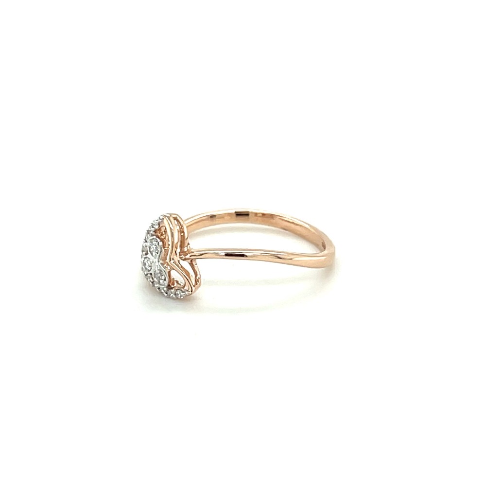 Heart Shaped Diamond Ring with Twisted 14k Rose Gold Band