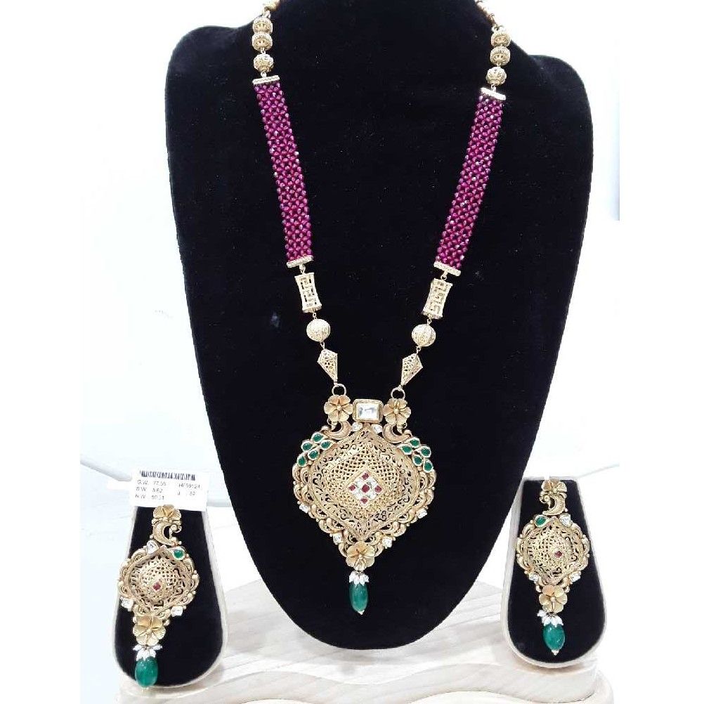 916 antique pink beads long designer  set