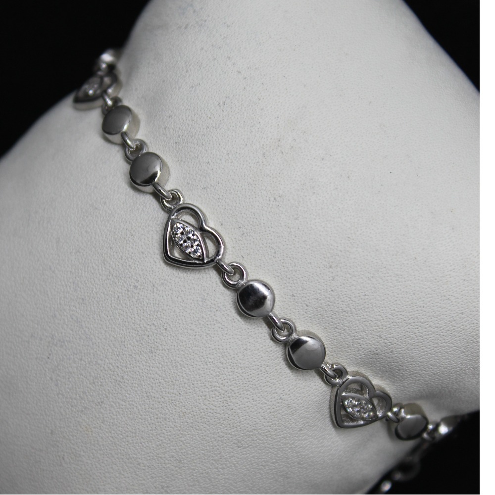 Bracelet made of 925 silver  full flat hearts and heart contours on chain   Jewellery Eshop EU