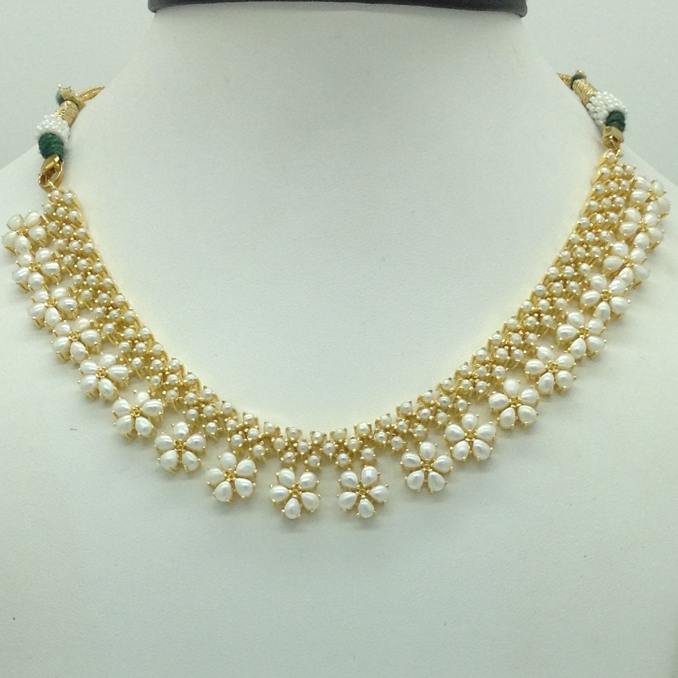 Freshwater white button pearls necklace set jnc0111