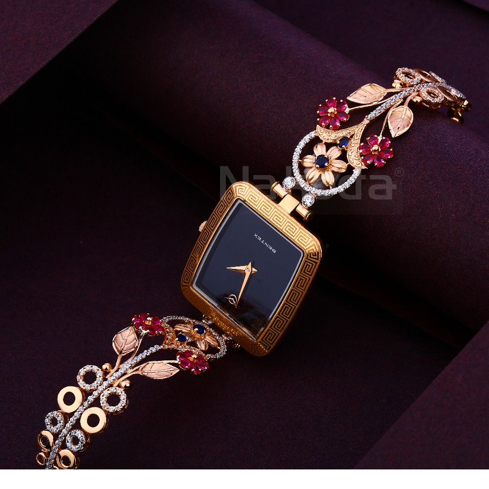 750 CZ Rose Gold Designer Women's Hallmark Watch RLW387