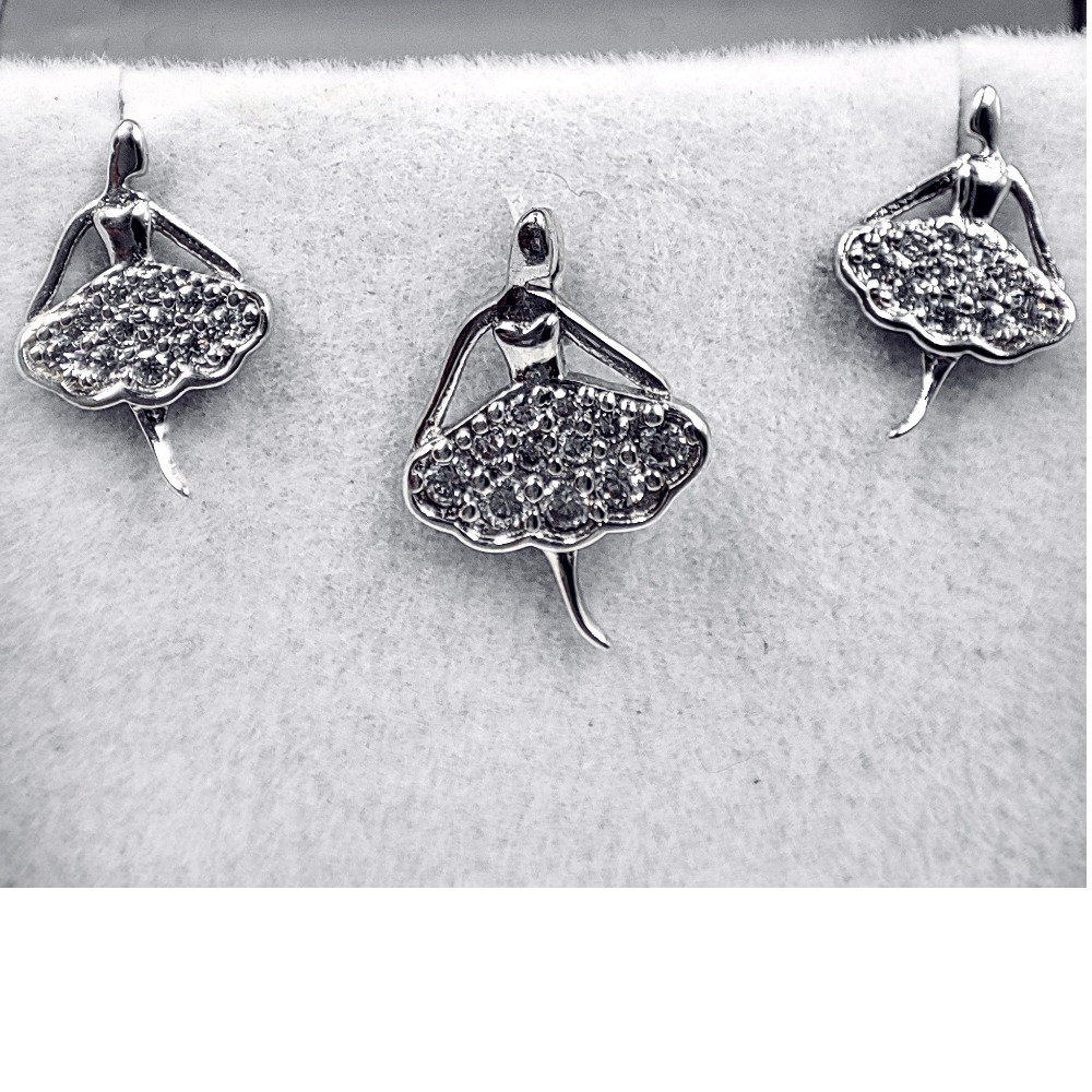 925 silver dancing ballerina pendant with earrings