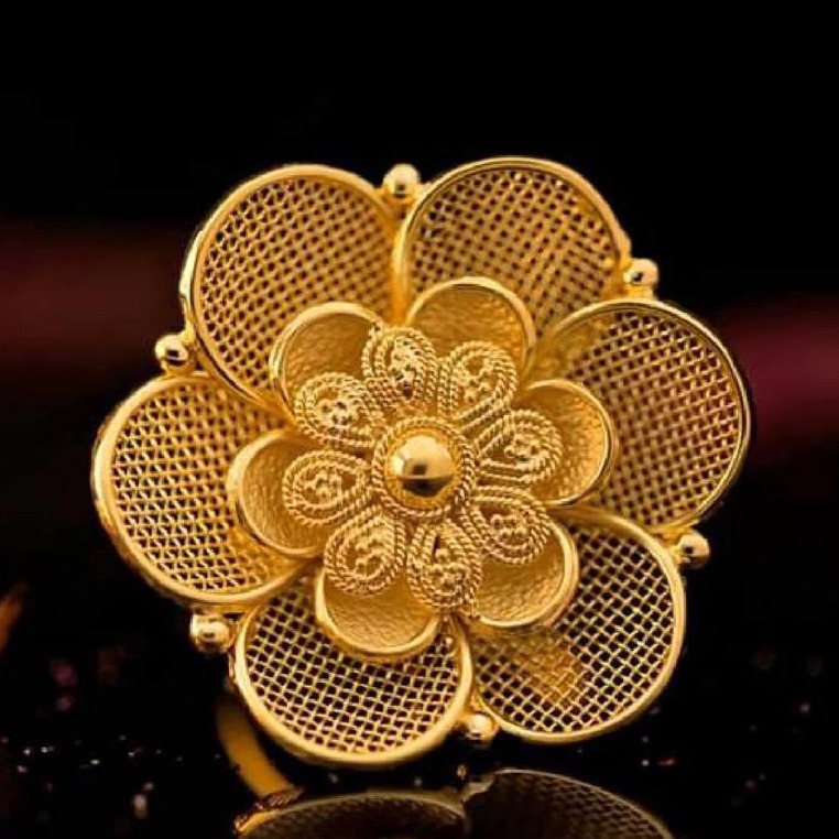 916 Gold Flower Desgin Umbrella Ladies Ring RH-LR102