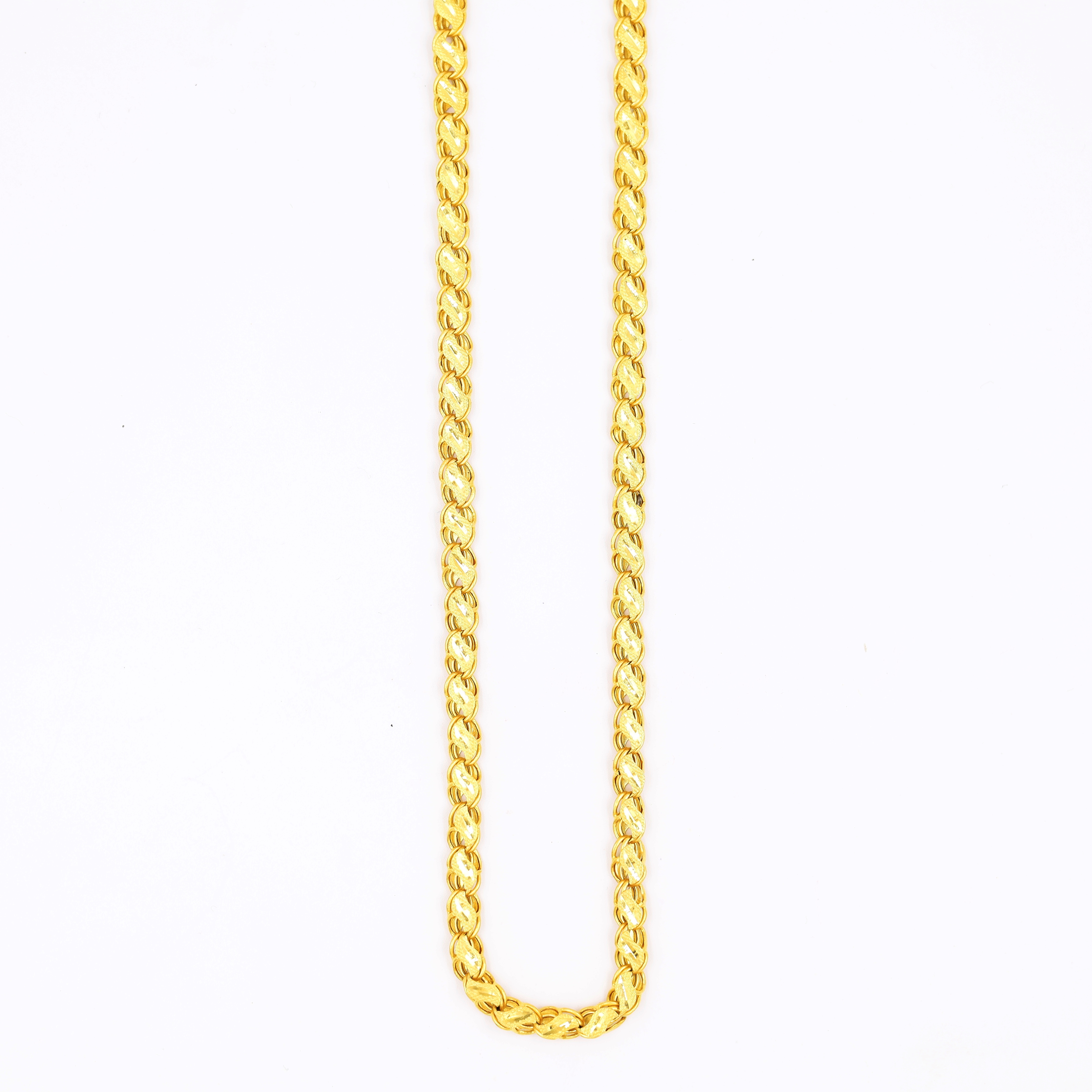 Spiral Pattern Dual Tone Gold Chain For Men