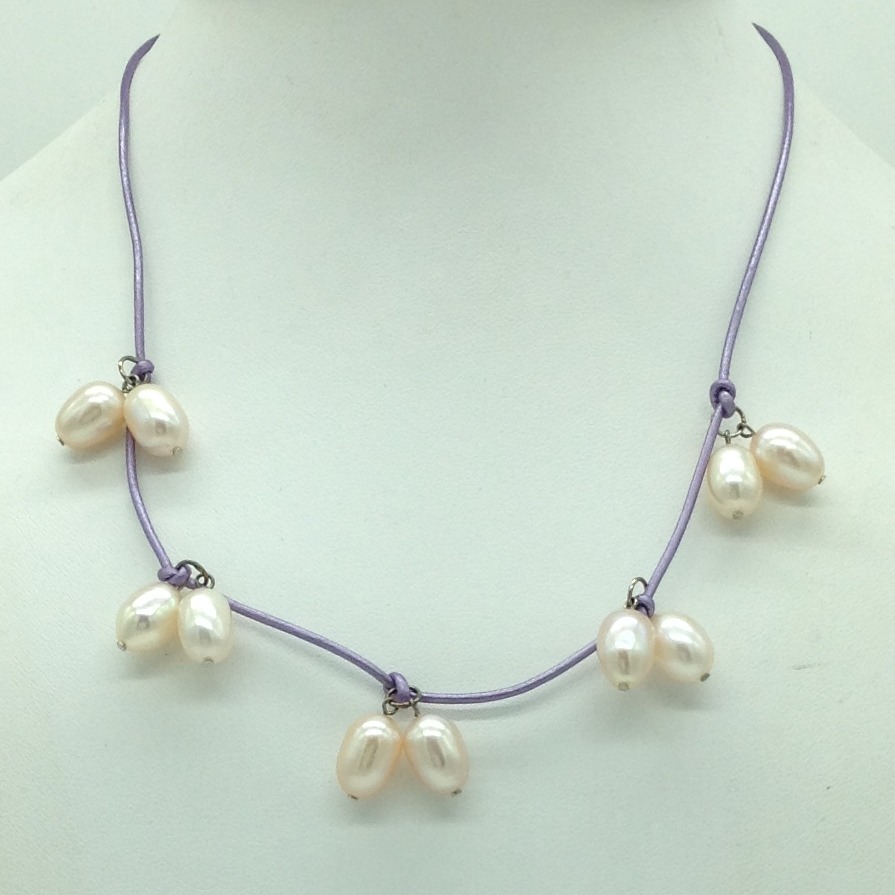 Freshwater pink oval pearls pipe mala jpm0443