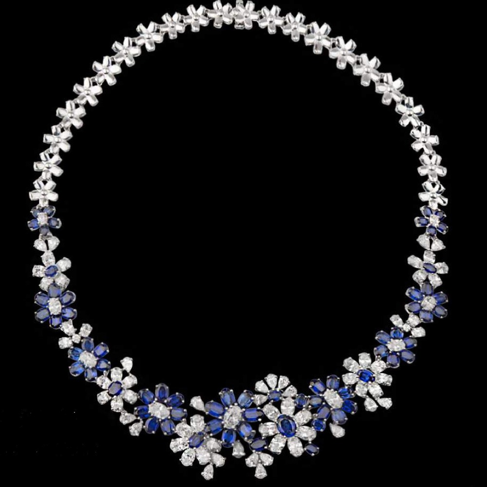 Diamonds and Blue Sapphires Necklace JSJ0131