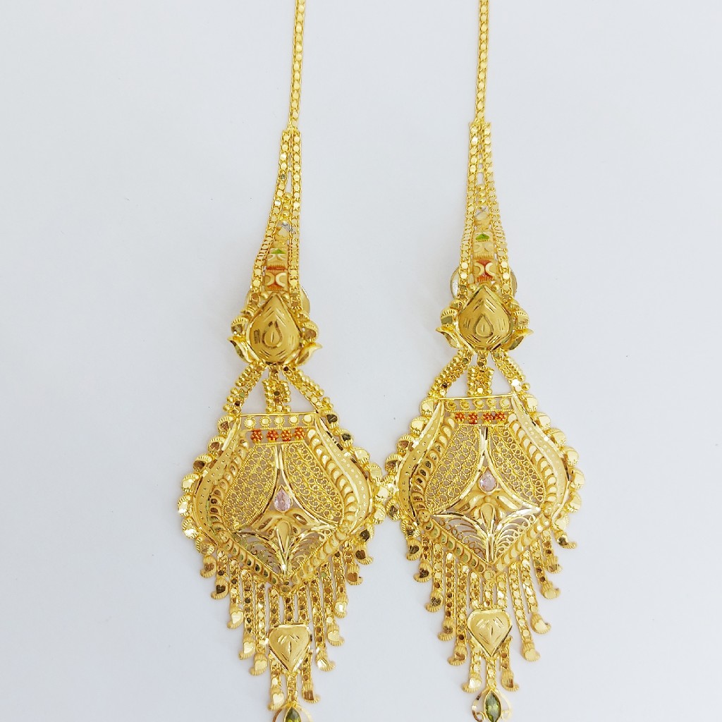 Buy quality 916 gold earrings with chain in Anjar