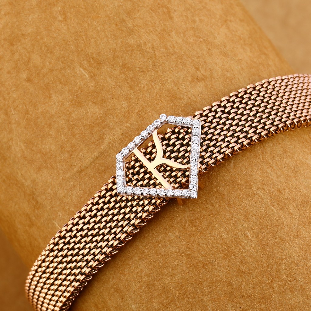 750 Rose Gold Men's Fancy Leather Bracelet MLB273
