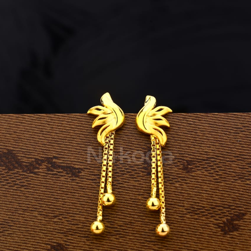 916 Gold CZ Hallmark Designer Ladies Plain Earrings LPE363