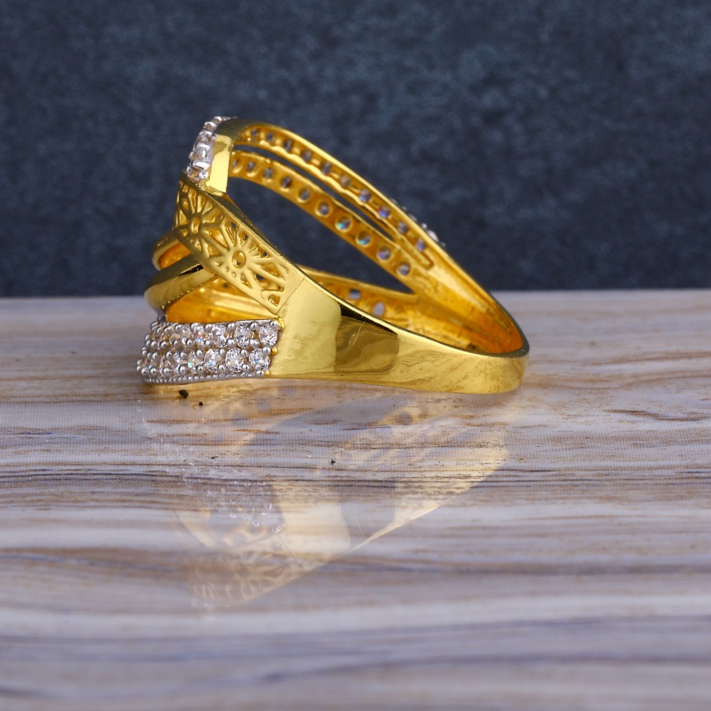916 CZ  Gold  Stylish Hallmark Women's Long  Ring LLR269