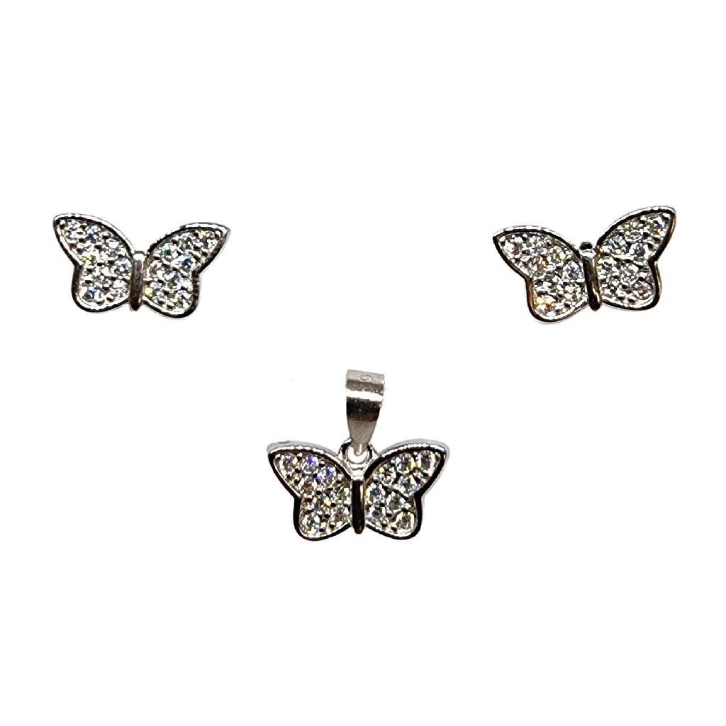 925 Sterling Silver Butterfly Shaped Pendant Set MGA - PDS0196