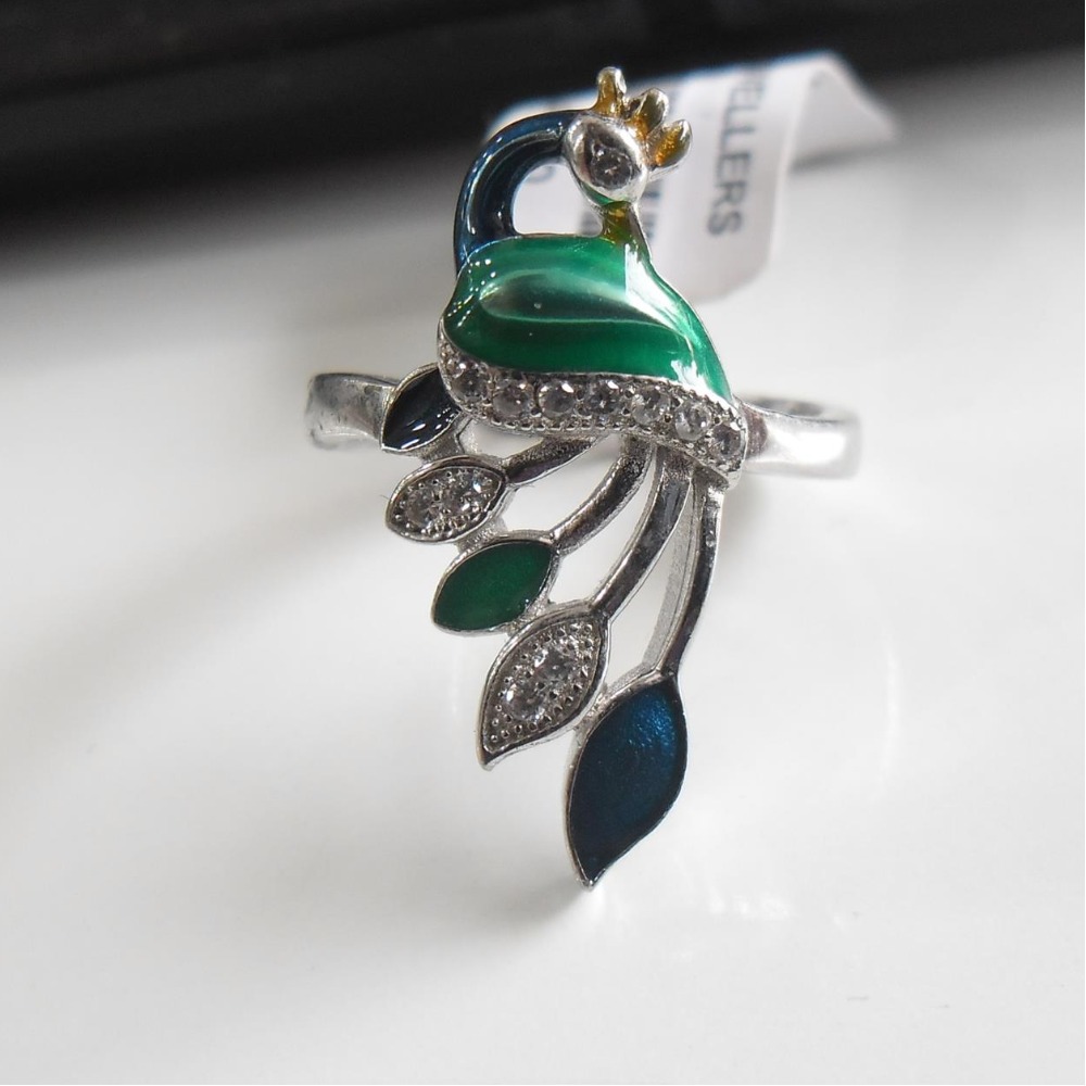 Filigree Art Peacock Design Woman Silver Statement Ring– Filigranist Jewelry