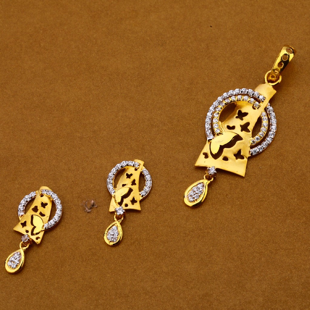 916 Cz Gold Classic Pendant Set FPS145