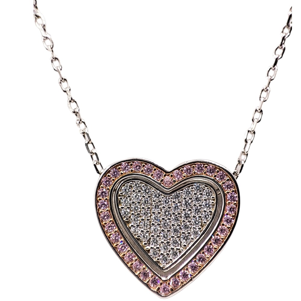 925 silver twin heart with link chain