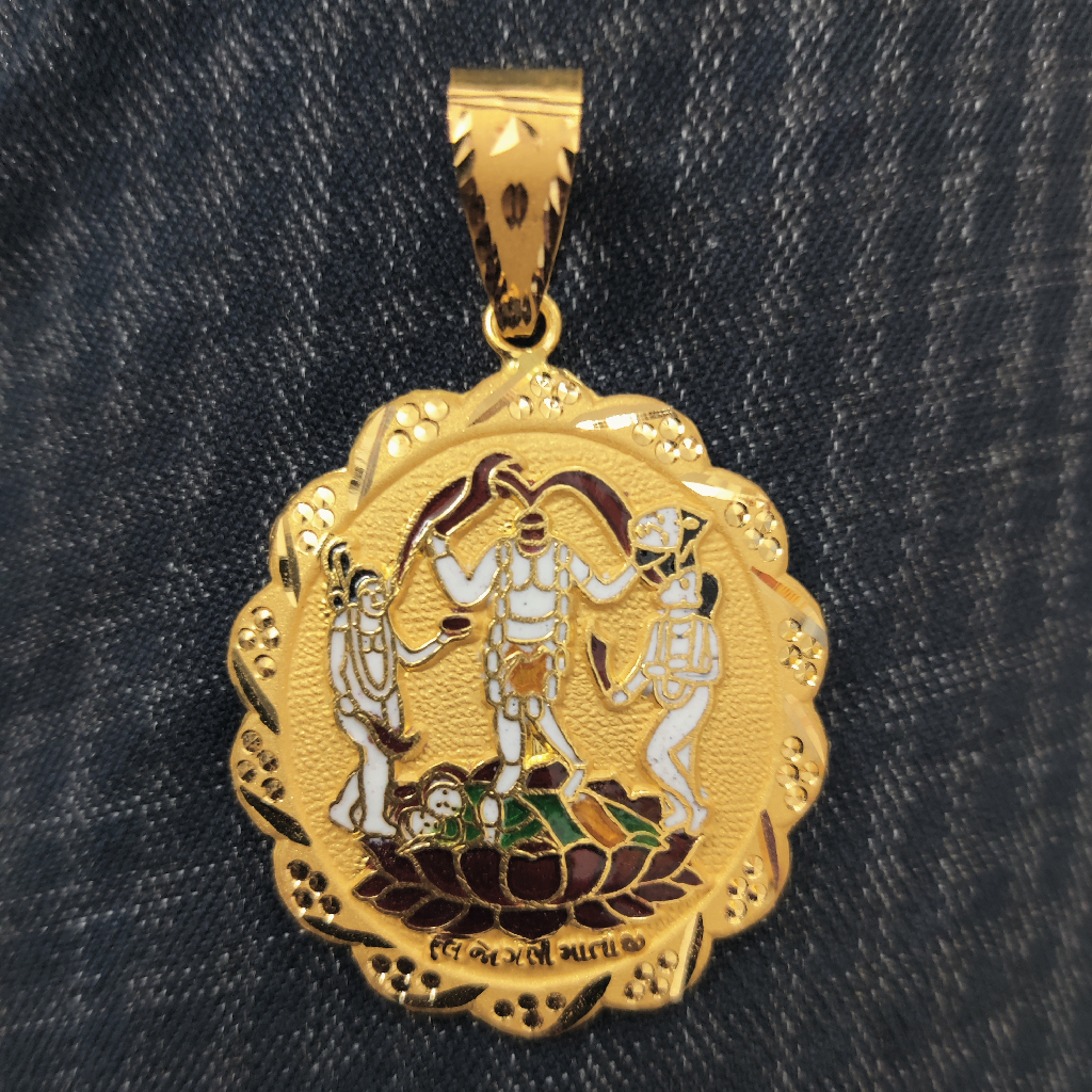 916 Gold Fancy Gent's Fulljogani Maa Minakari Pendant