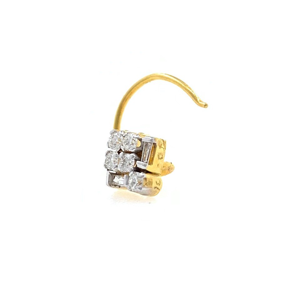18kt / 750 yellow gold fancy nose pin in diamond 9NP117