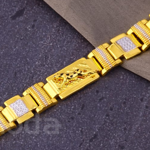 916 Gold CZ Mens Delicate Plain Bracelet MPB304