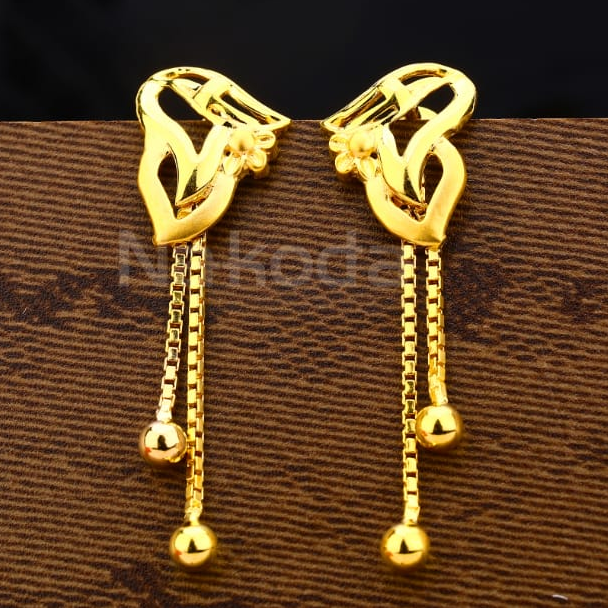 916 Gold Ladies Classic Plain Earrings LPE361