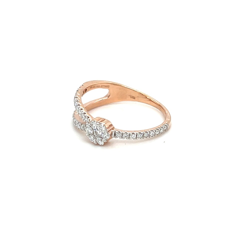 Pressure Set Diamond Ring in Rose Gold for Women