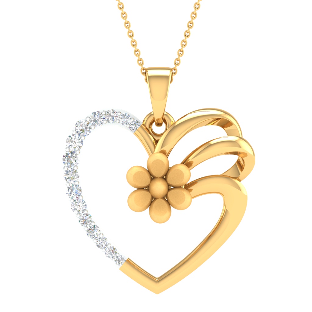 Real diamond fancy heart designed pendant
