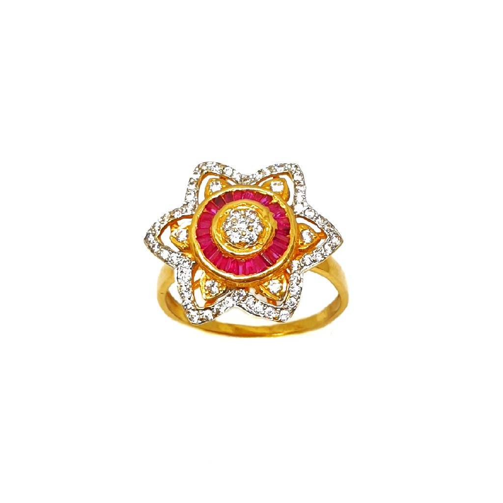 22K Gold Flower Shaped Modern Ring MGA - LRG0180