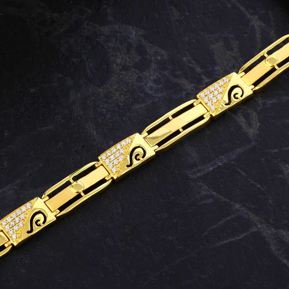 22KT Gold Gentlemen's CZ Casting Bracelet MCB123