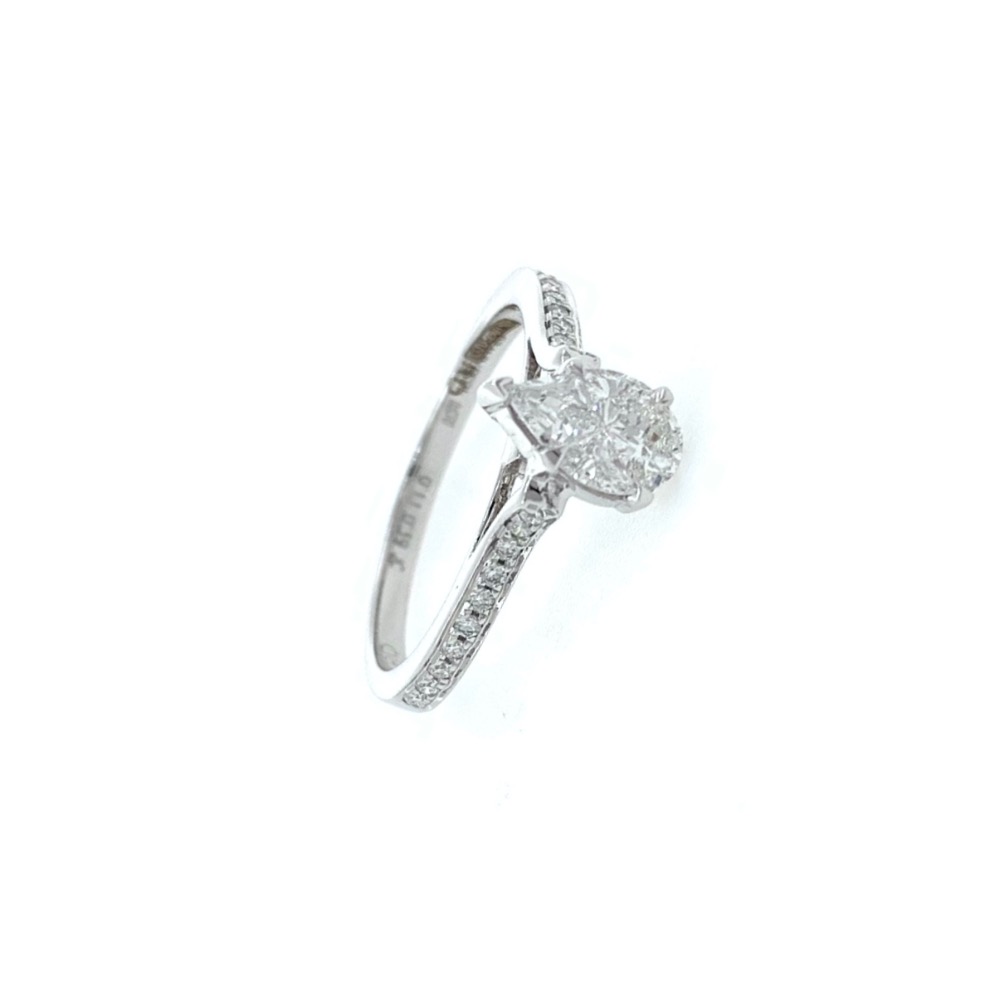 Pear shaped solitaire diamond ring for engagement in 18k white gold - vvs/vs fg - 2.510 grams - 0lr38