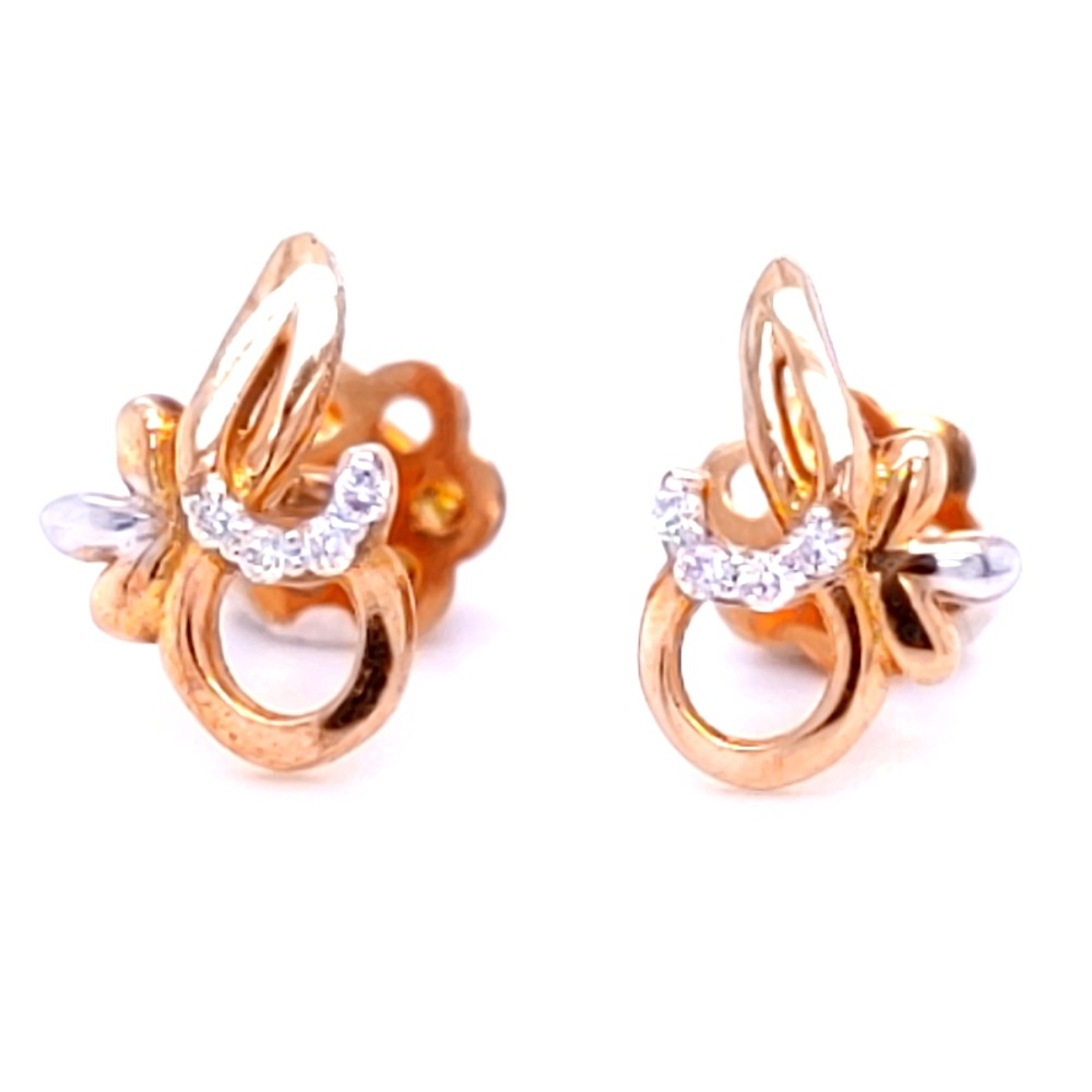 Trio petal flora diamond earring in rose gold