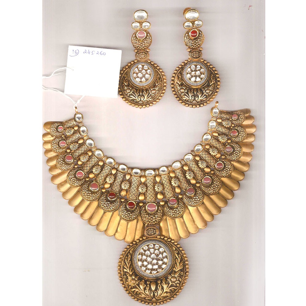 royal 916 gold antique necklace set from rajkot