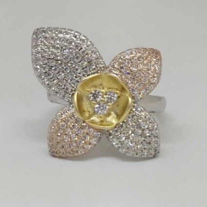 925 Sterling Silver Designer Flower Ladies Ring