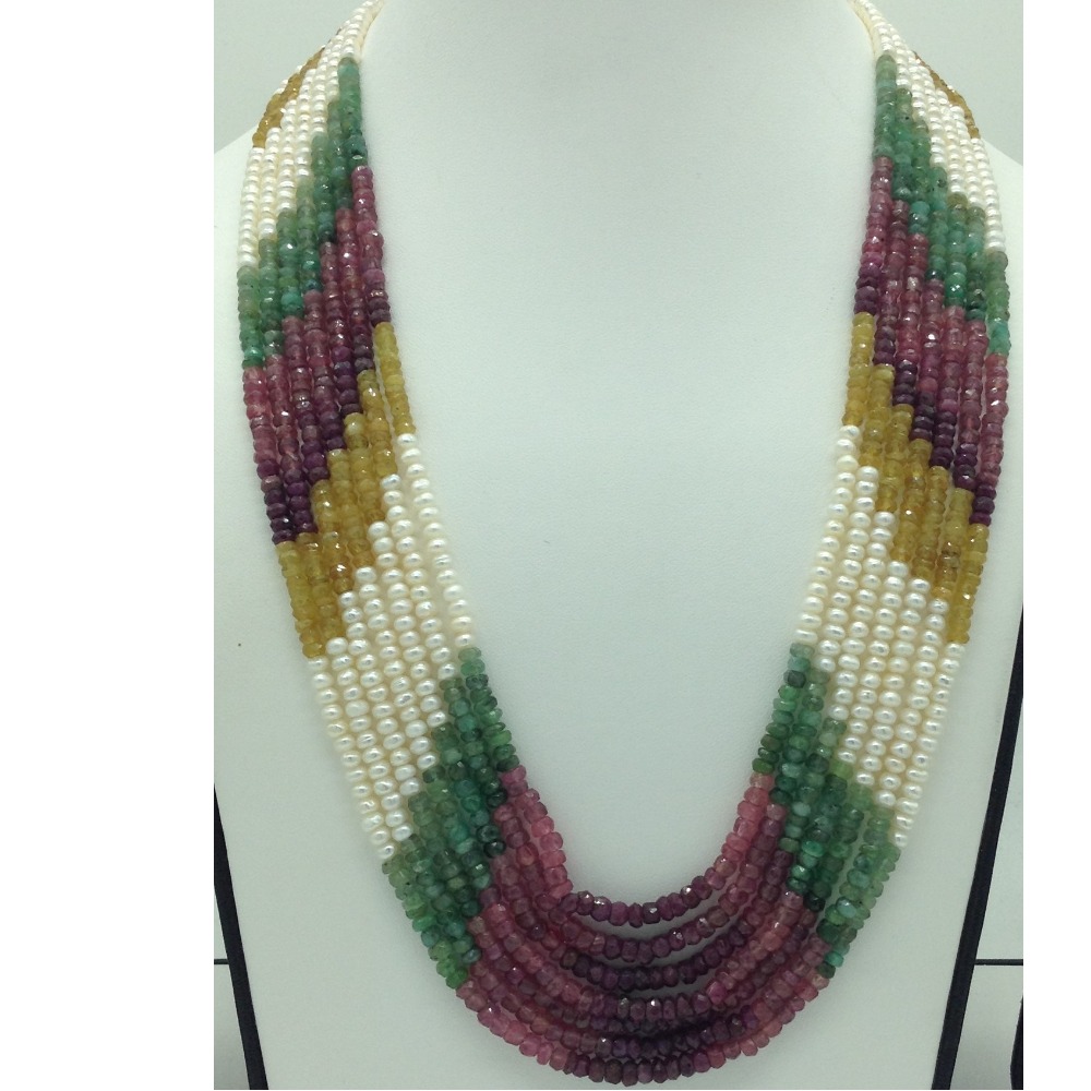 white pearls with stones 7 layers rainbow necklace jpm0371