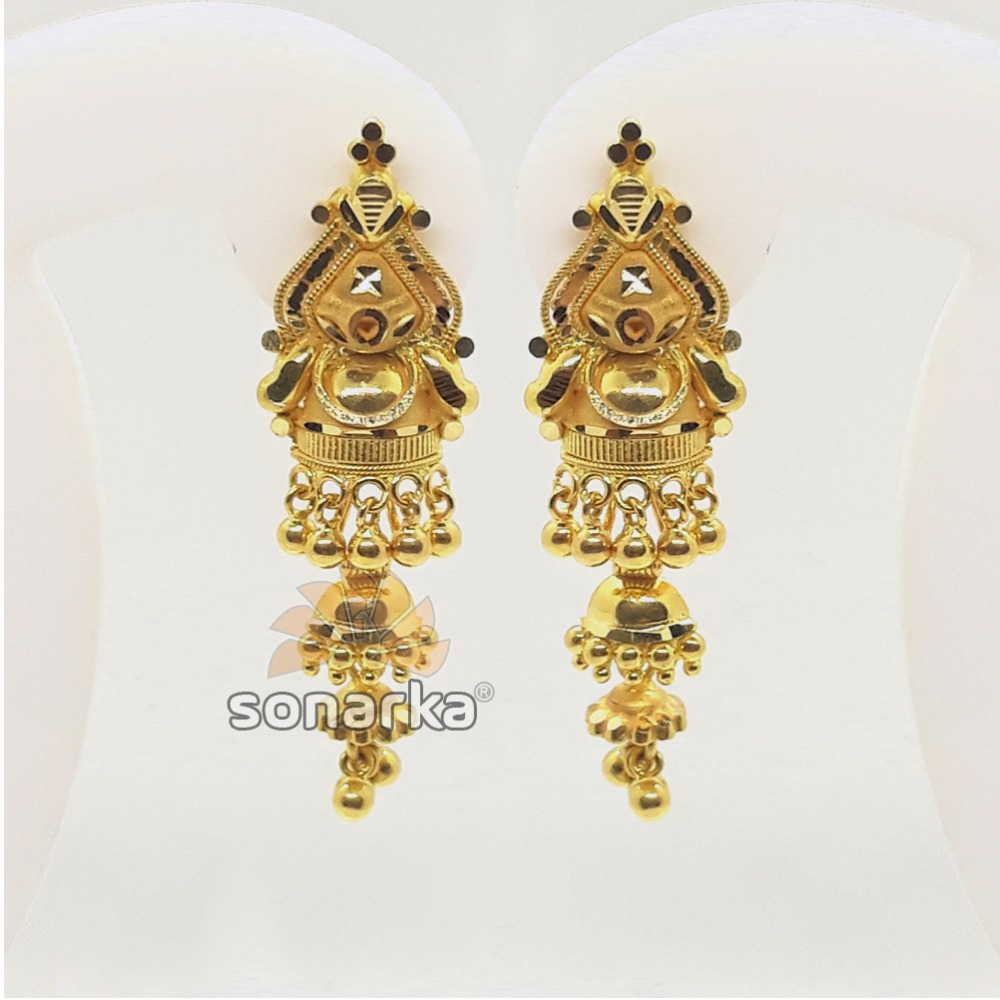 916 plain gold jummar earrings