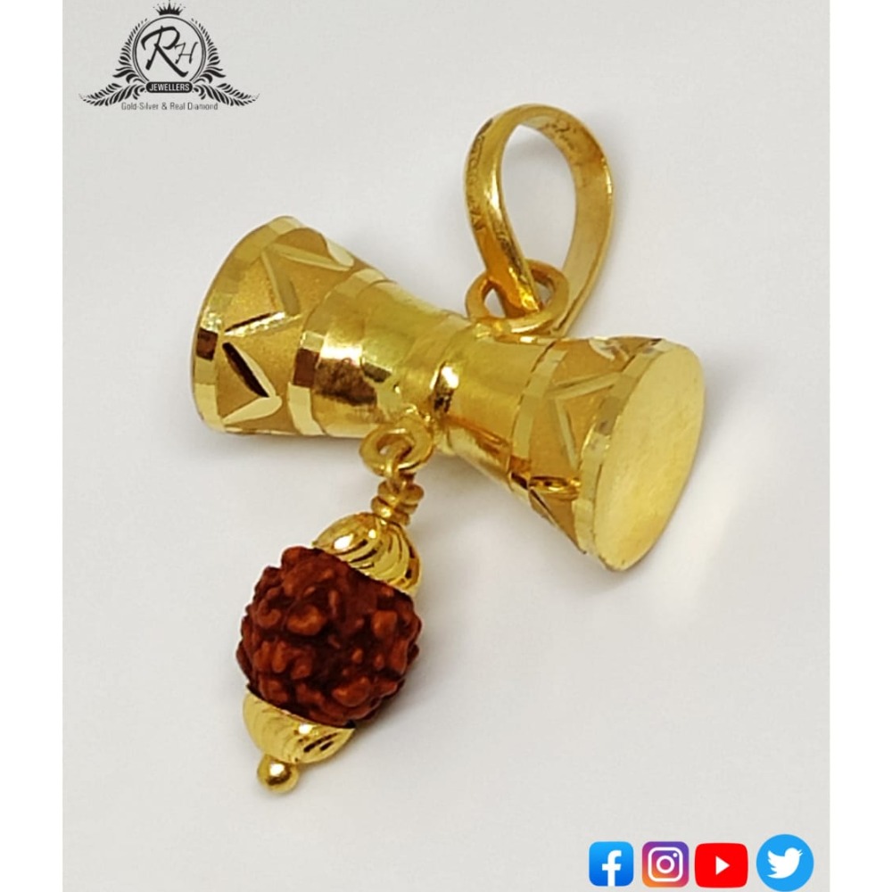 22 carat gold shiva trishul damru pendant RH-PN557