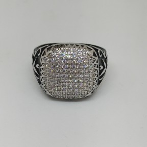 925 sterling silver oxides diamond gents ring