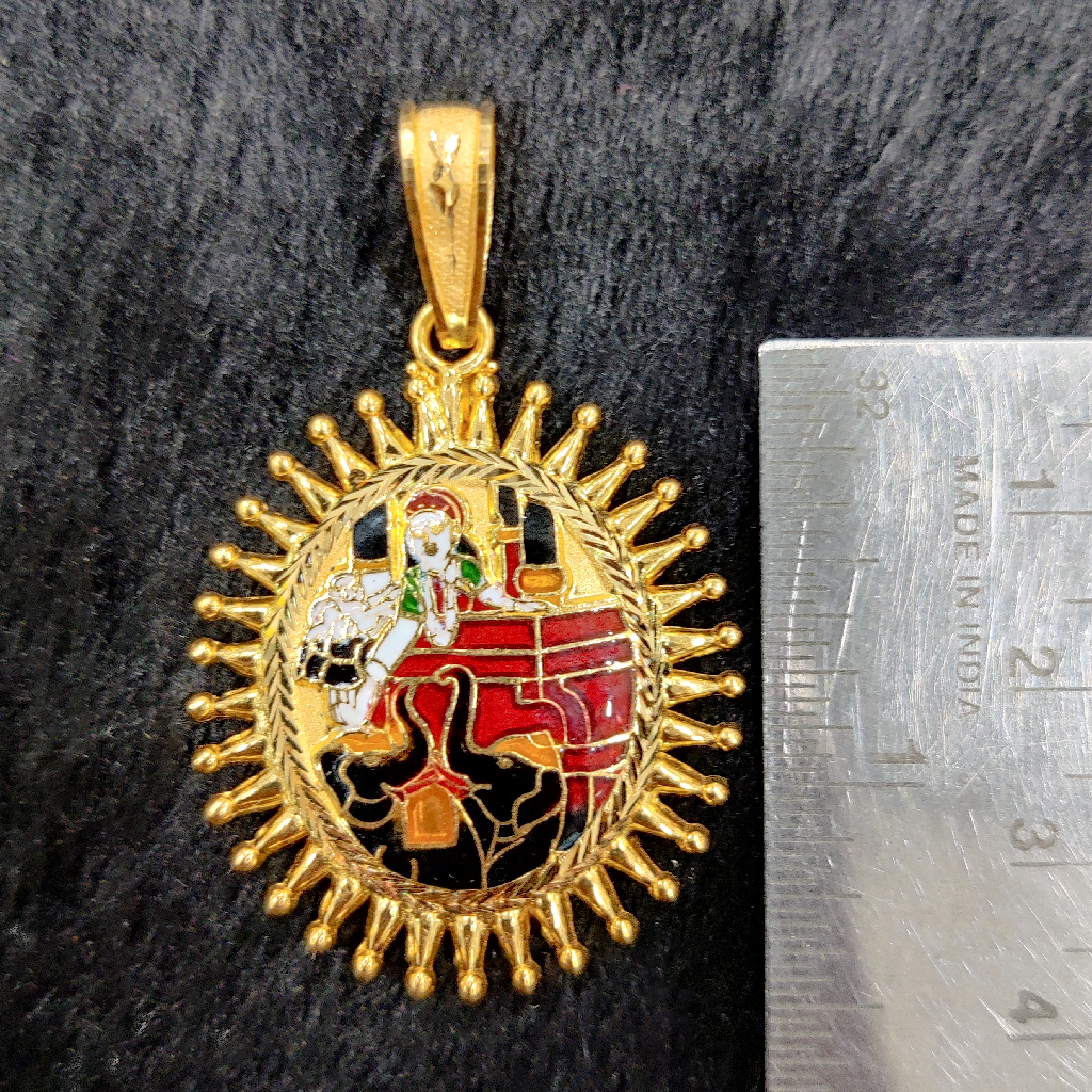 916 Gold Fancy Gent's Shakti Maa Minakari Pendant