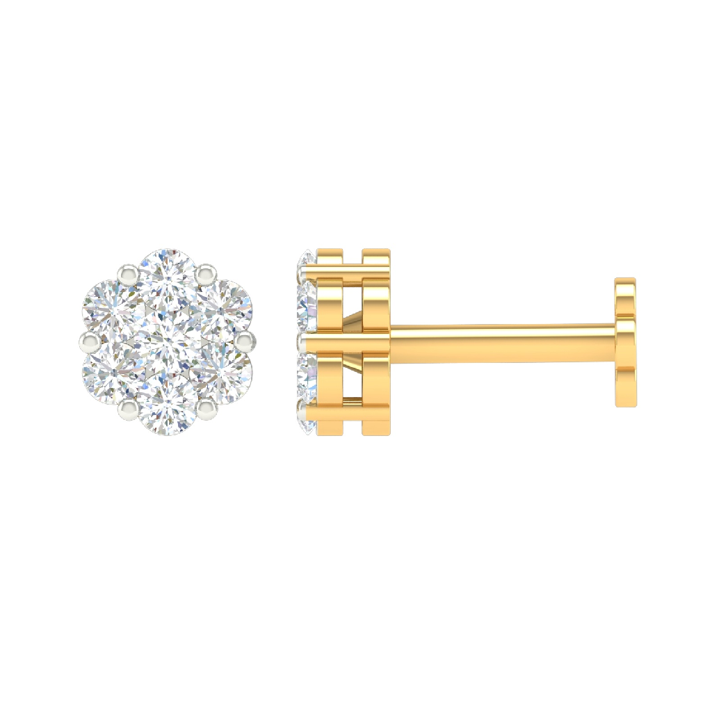 18K Yellow Gold Real Diamond Designer Earrings for Kids MGA - SDG0041