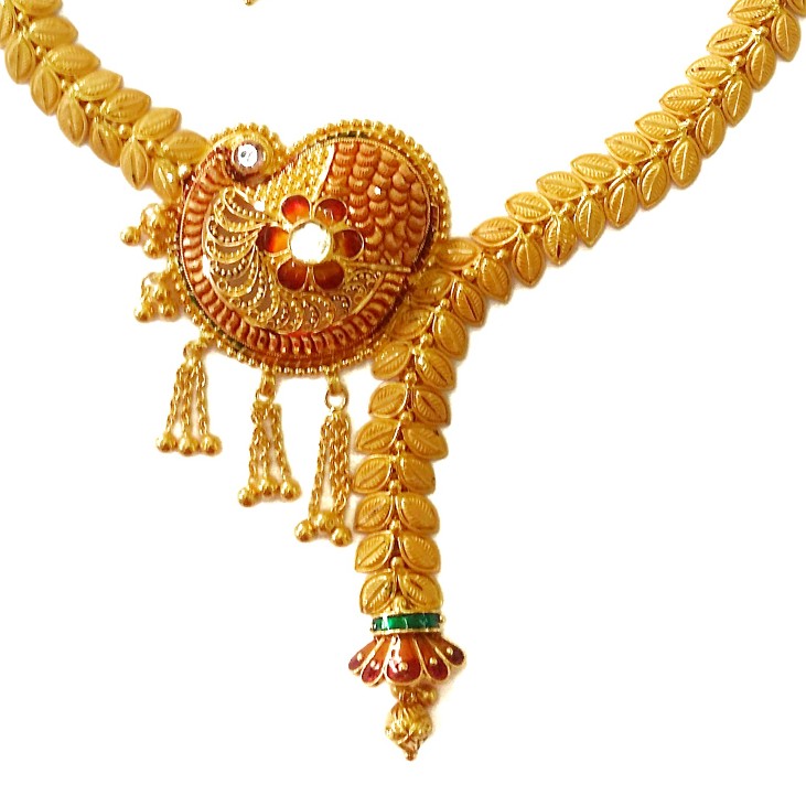 916 Gold Modern Designer Art Necklace Set MGA - GN079