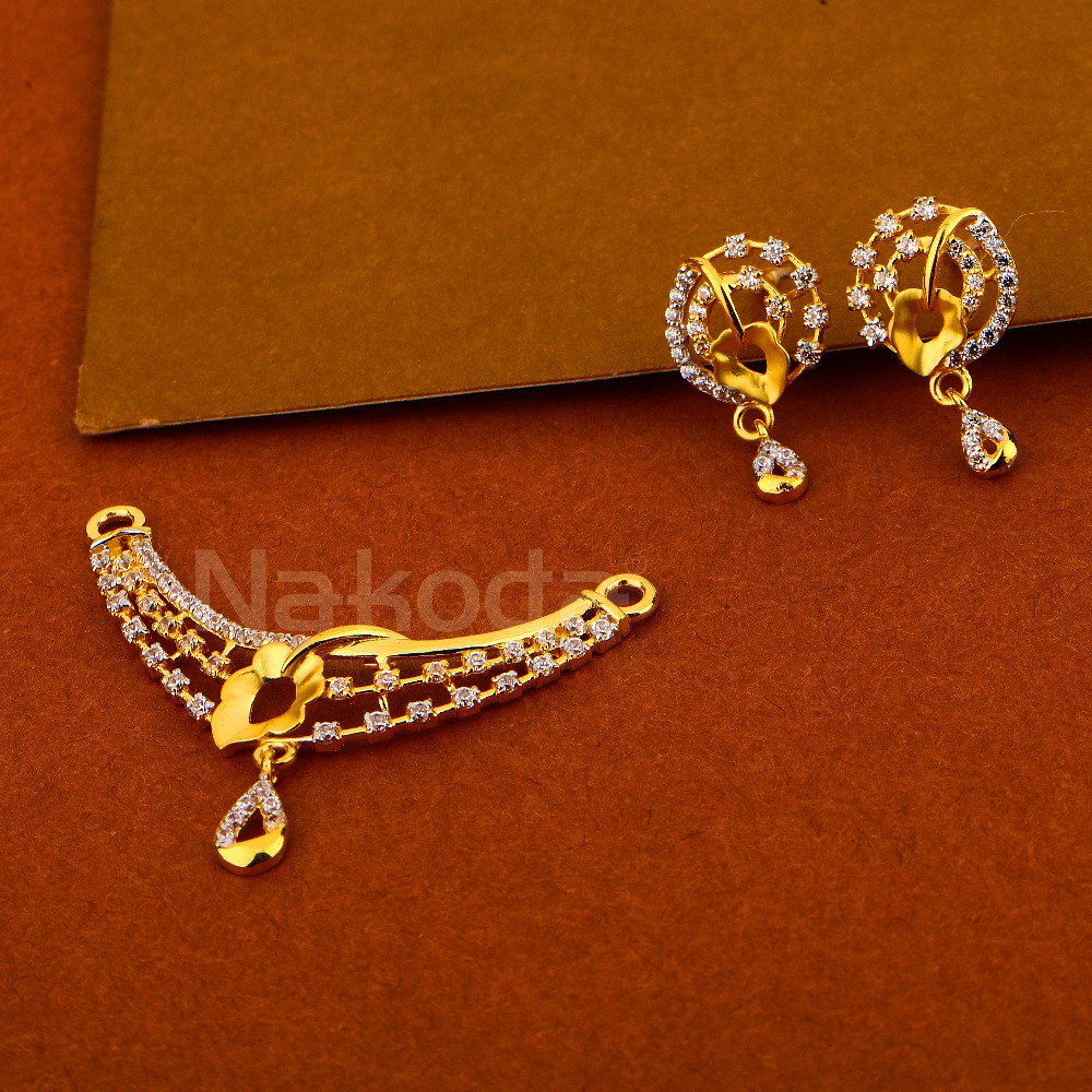 Aparna Gold Polish Mangalsutra Earrings Set – Gold She Said