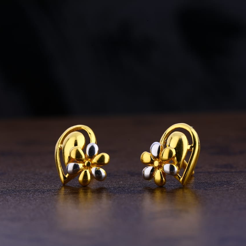 916 Gold CZ Hallmark Delicate Ladies Plain Earring LPE254
