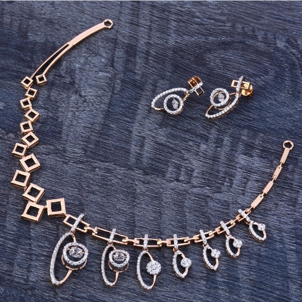 18 carat rose gold classical ladies necklace set Rh-NS347