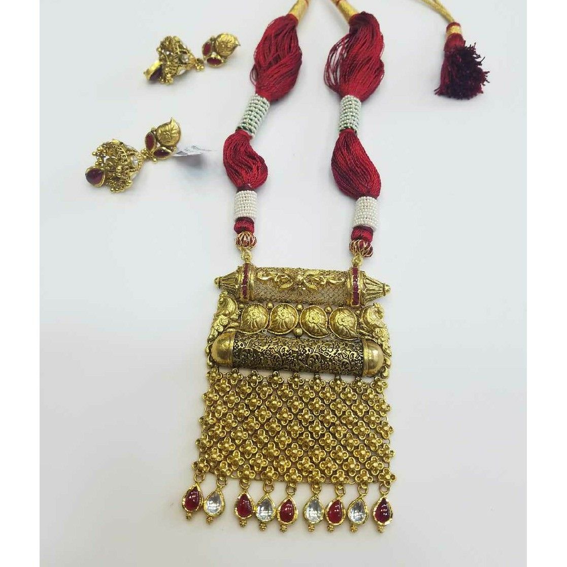916 Gold Ladies Fusion Jadtar Jaisalmeri Bridal Necklace Set