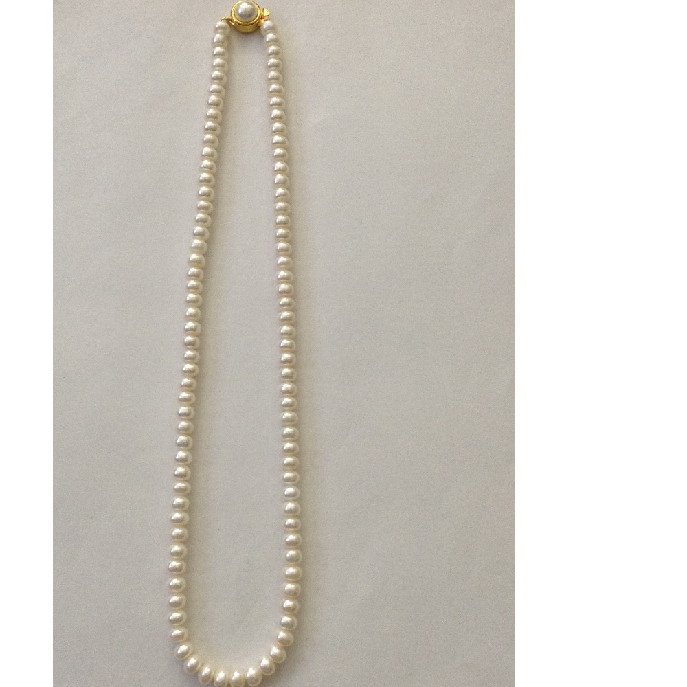 Freshwater white flat pearls strand JPM0088