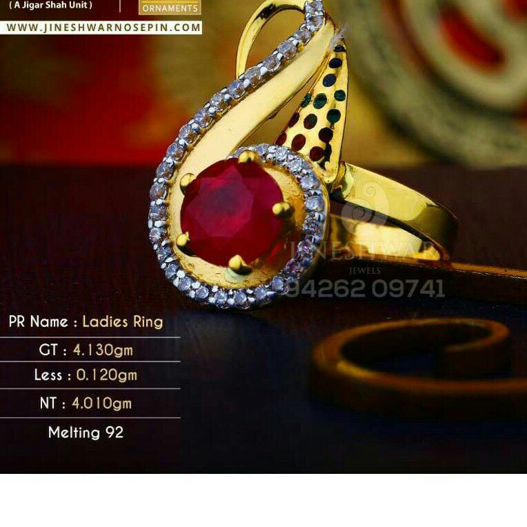 22kt Dazzeld Gold Cz Ladies Ring LRG -0424