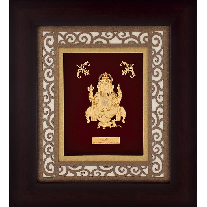22K Gold Plated Ganeshji Photo Frame AJ-06