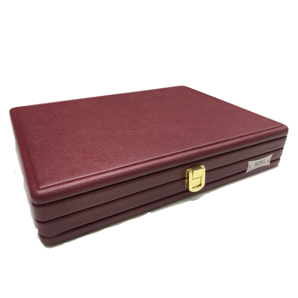 Jewellery mehroon leather stock box