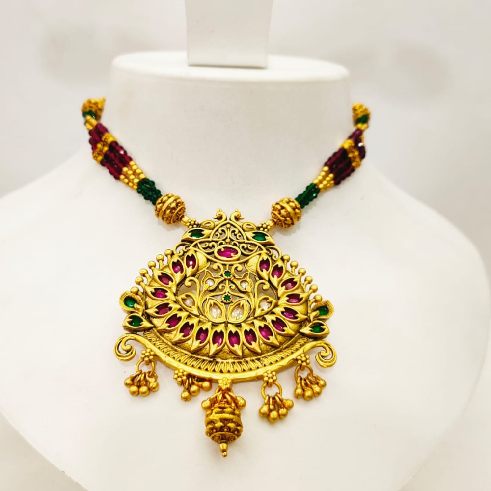 Gold plated with new design & Peacock style design choker necklace set 1426