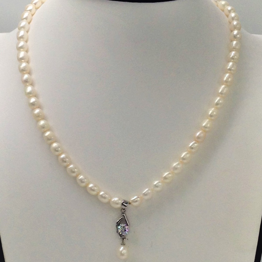 White cz and pearls pendent set with oval pearls mala jps0171